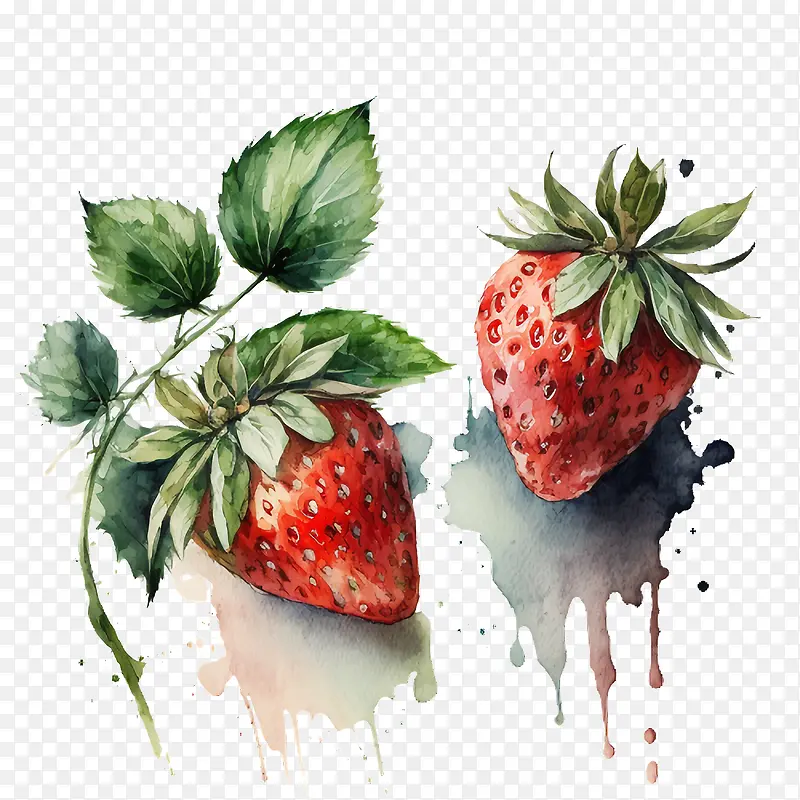水彩画两个草莓-水彩画两个草莓水彩画草莓