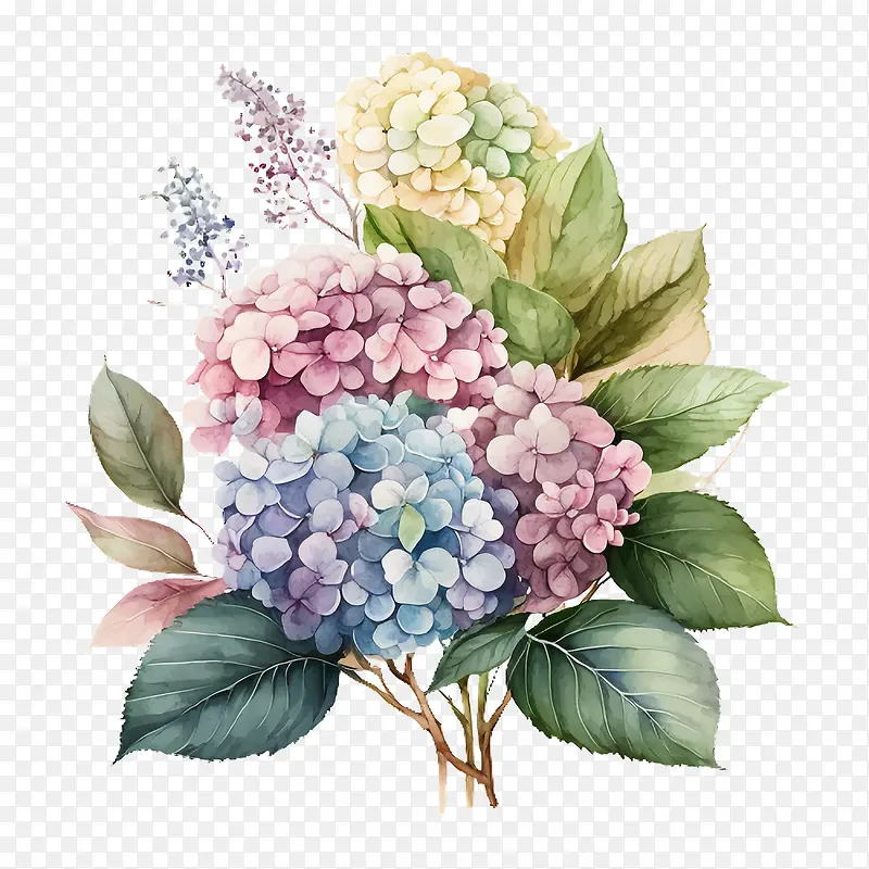 水彩绣球花-水彩绣球花绣球花的布置