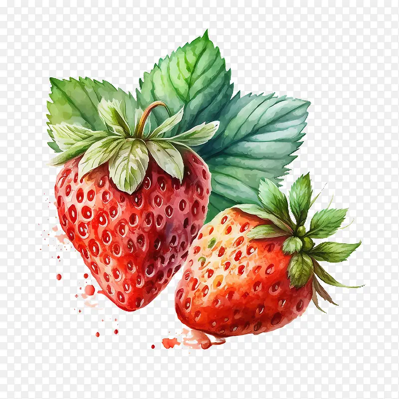 水彩画两个草莓-水彩画两个草莓水彩画草莓
