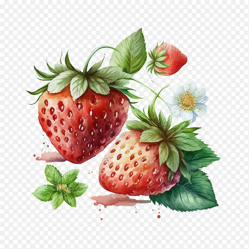 水彩画两个草莓-水彩画两个草莓水彩画草莓