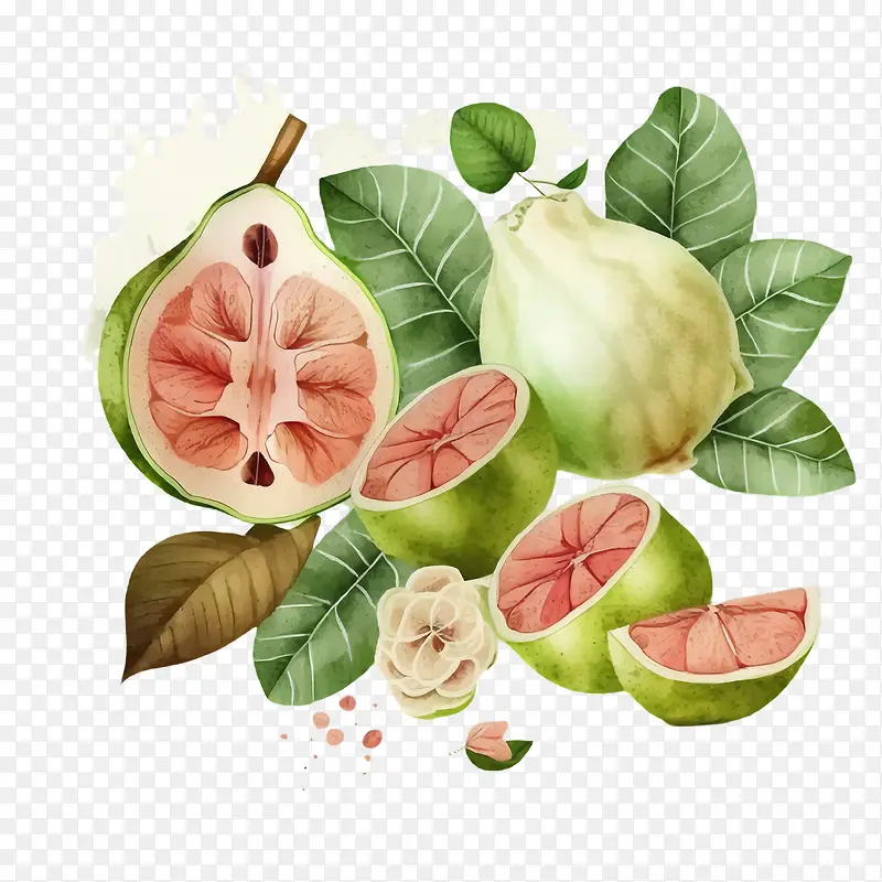 水彩番石榴-水彩番石榴水彩番石榴片水彩水果