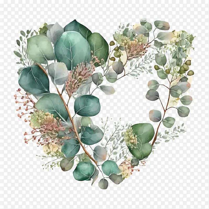 水彩桉树-水彩桉树桉树框架花叶