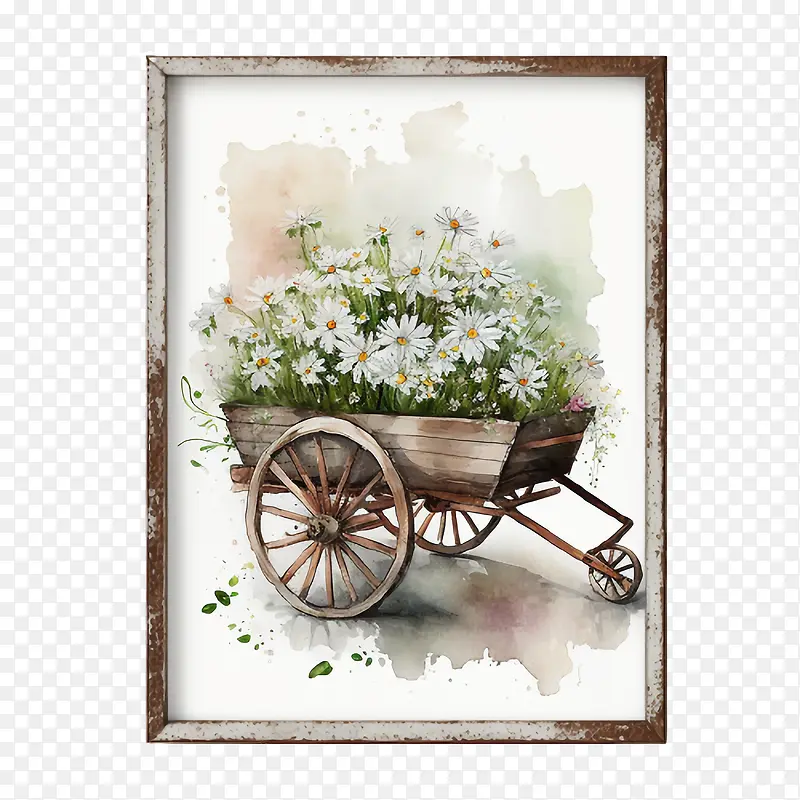 水彩雏菊-水彩雏菊花园车