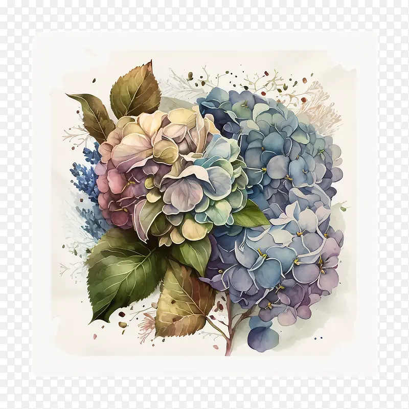绣球花的布置-绣球花的布置水彩绣球花