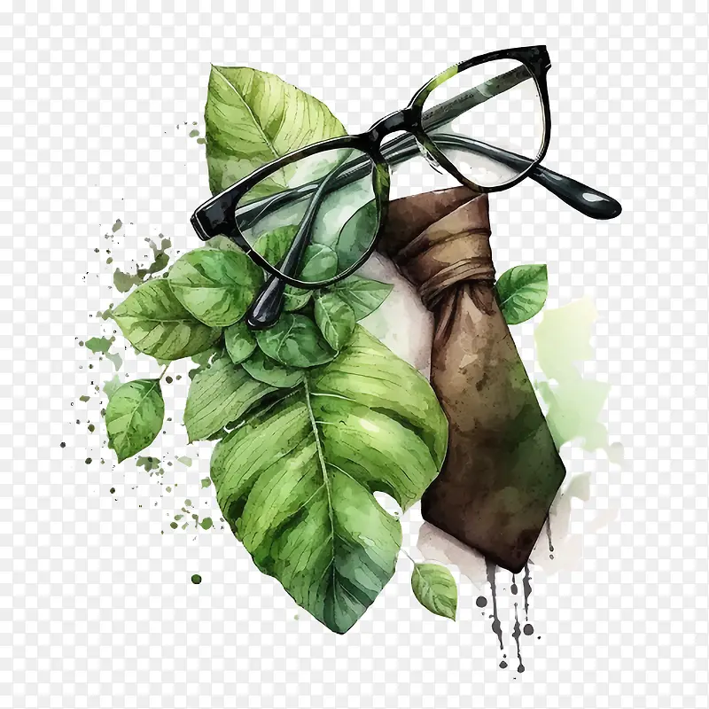 水彩父亲节-绿叶