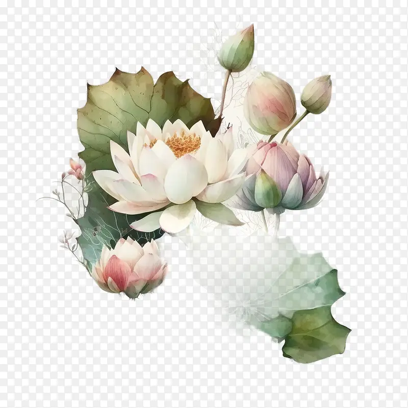 水彩莲花-莲花