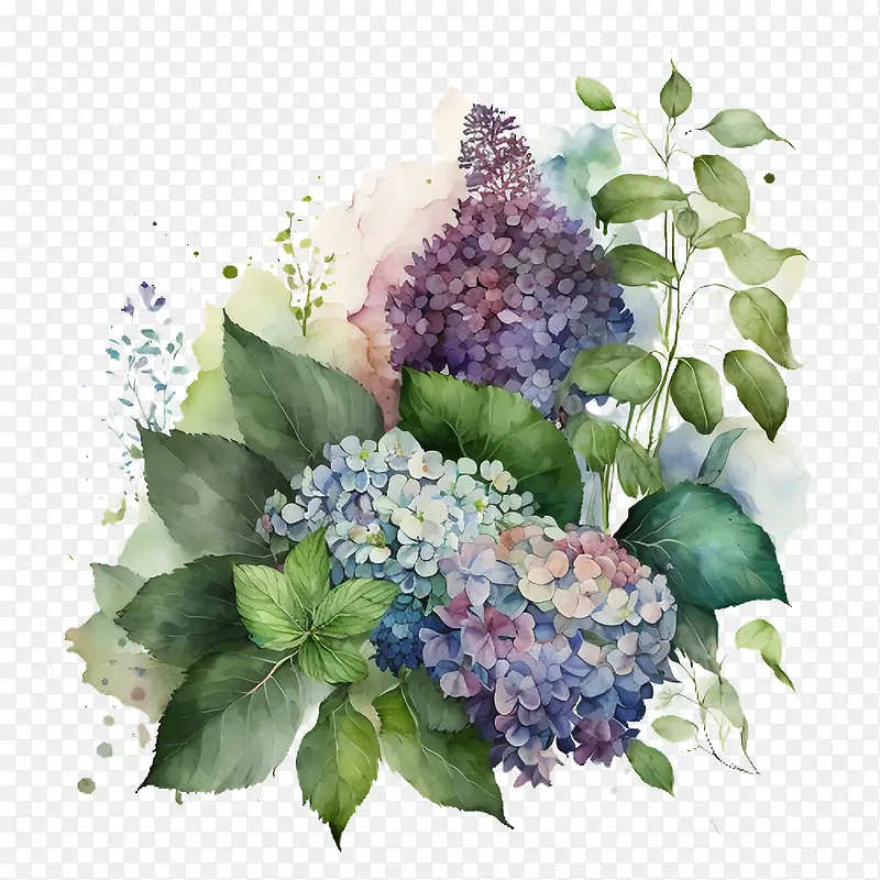 水彩绣球花-水彩绣球花绣球花的布置
