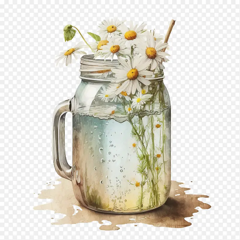 水彩雏菊-水彩雏菊浇壶
