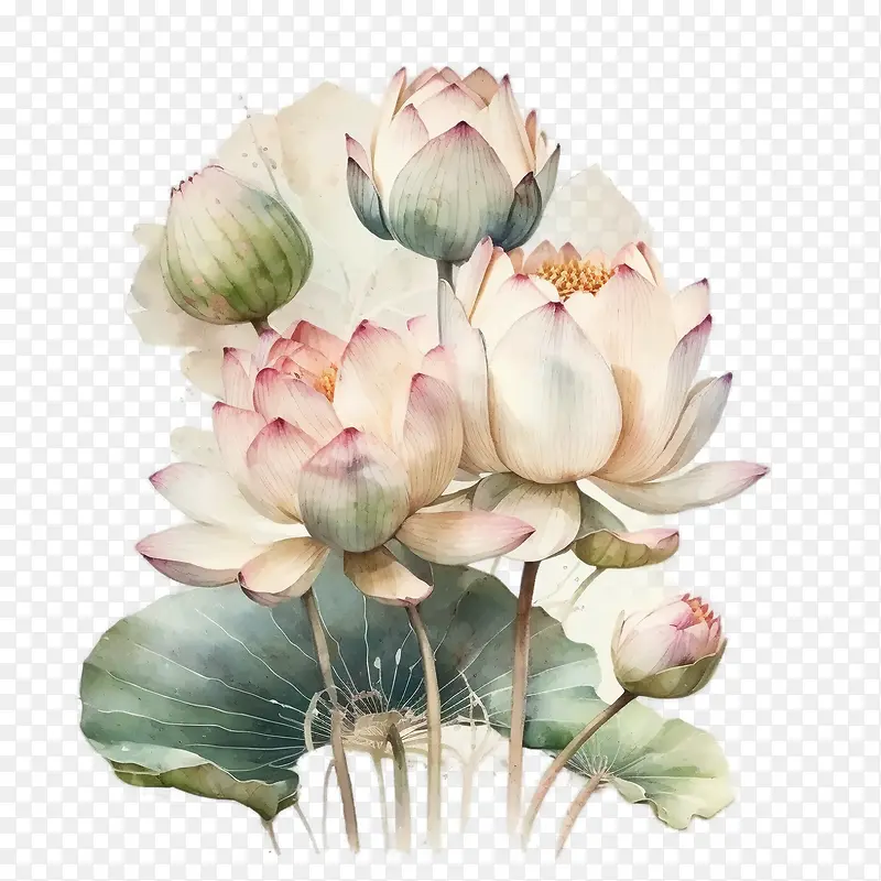 水彩莲花-莲花