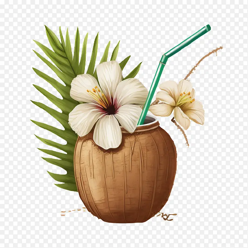 卡通椰子-卡通椰子草花