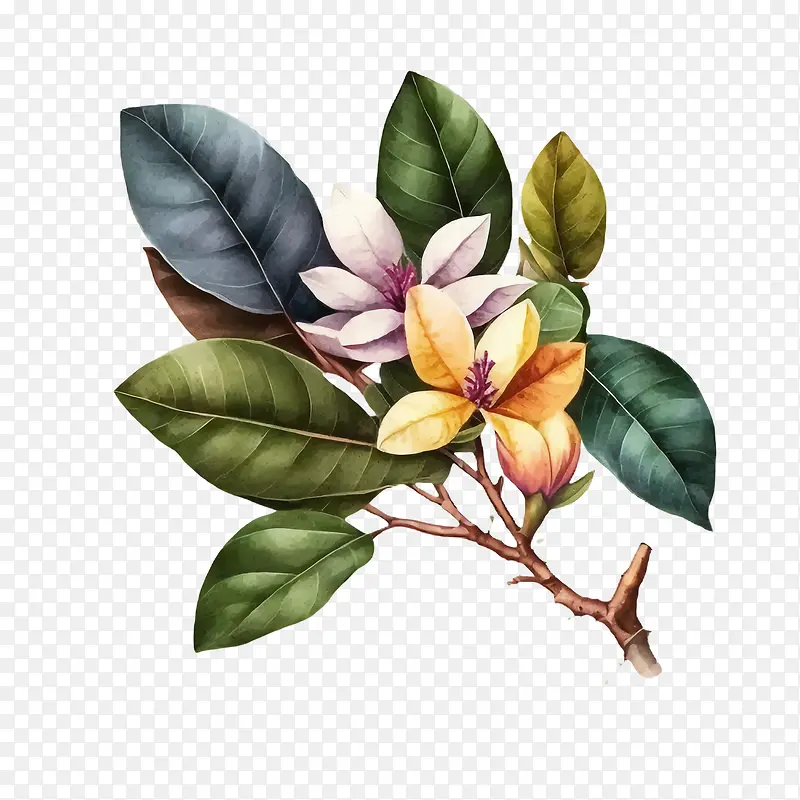 水彩占帕-热带花卉