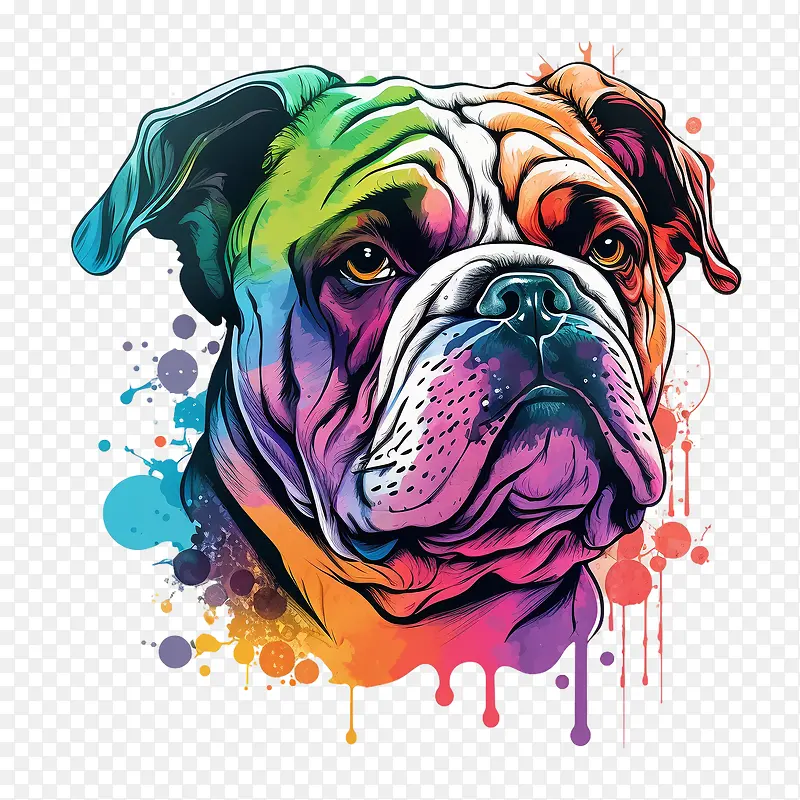 斗牛犬头-斗牛犬头斗牛犬肖像狗头狗肖像颜色90年代