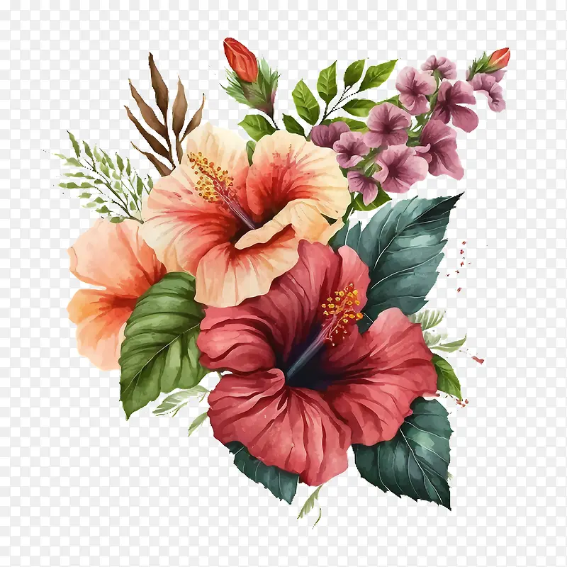 手绘木槿-木槿花