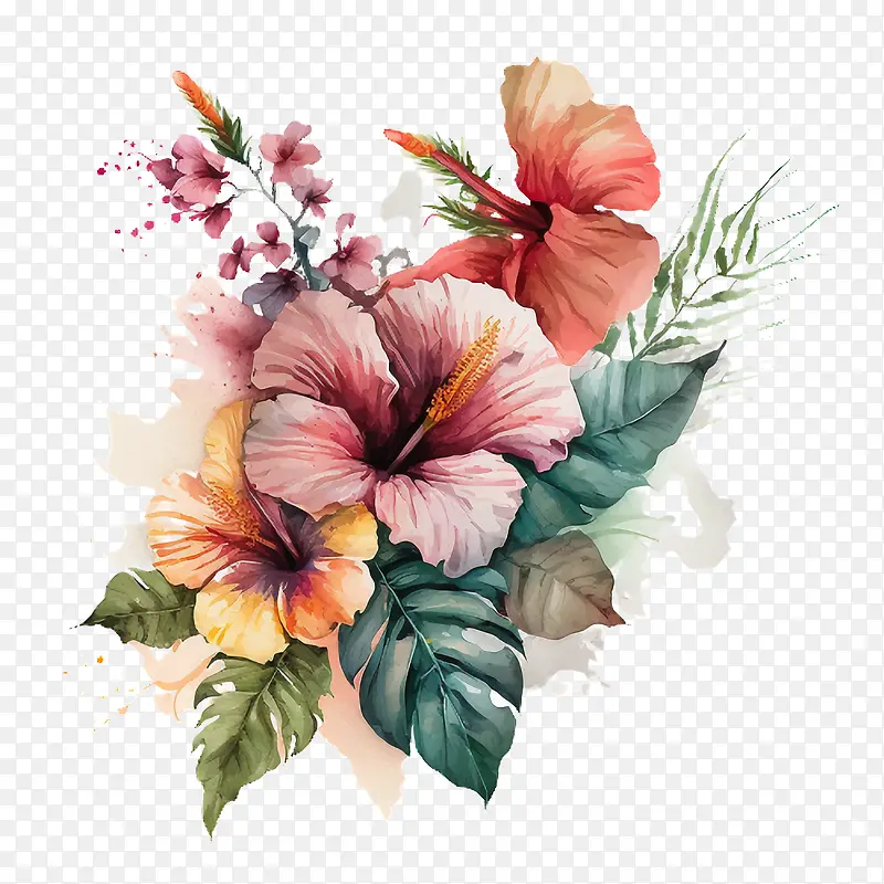 手绘木槿-木槿花