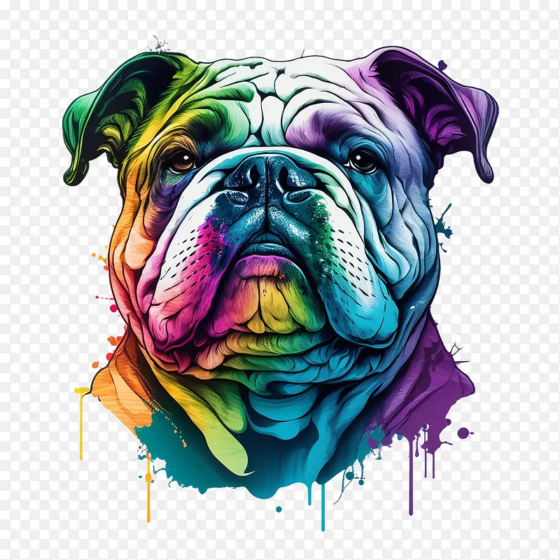 斗牛犬头-斗牛犬头斗牛犬肖像狗头狗肖像颜色90年代