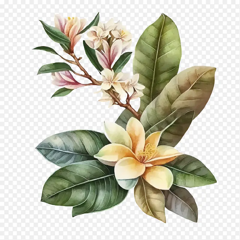 水彩占帕-热带花卉