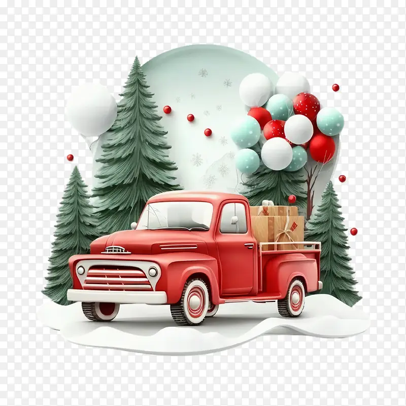 3d卡车-3d卡车纸艺术卡车红色卡车经典皮卡车