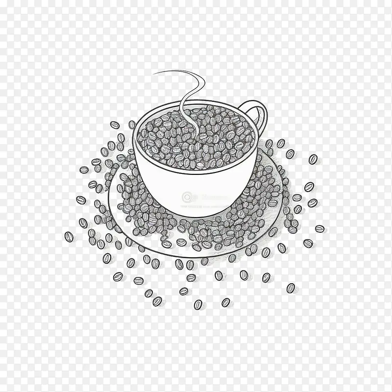 线条画-一杯咖啡