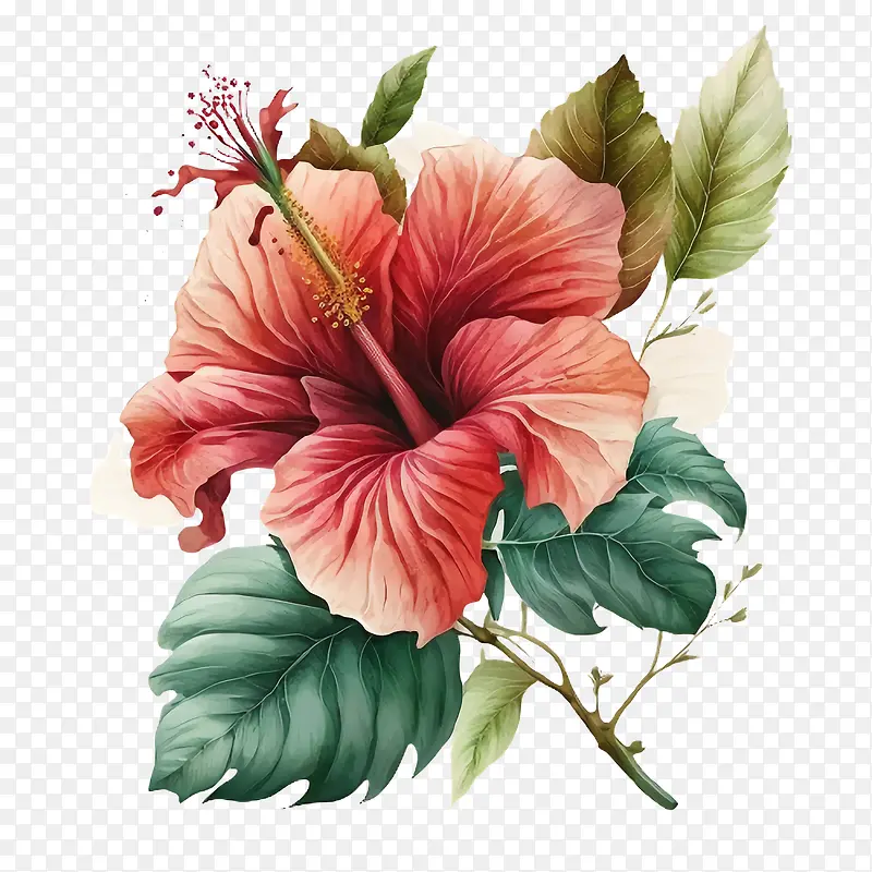 水彩木槿-木槿花