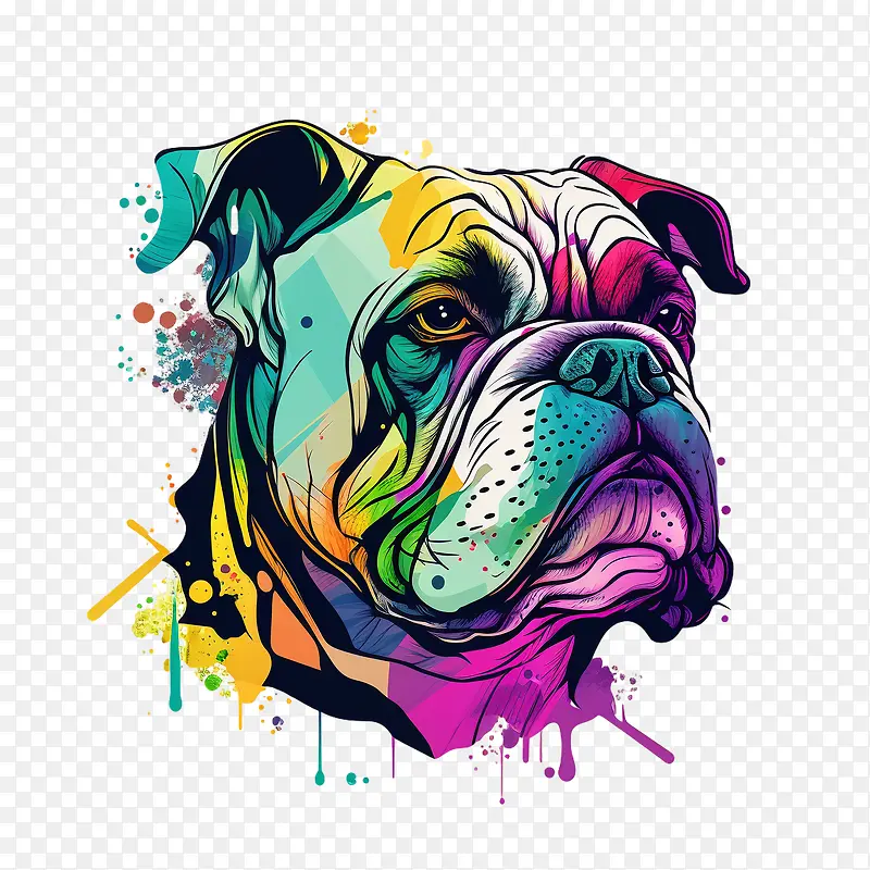 斗牛犬头-斗牛犬头斗牛犬肖像狗头狗肖像颜色90年代