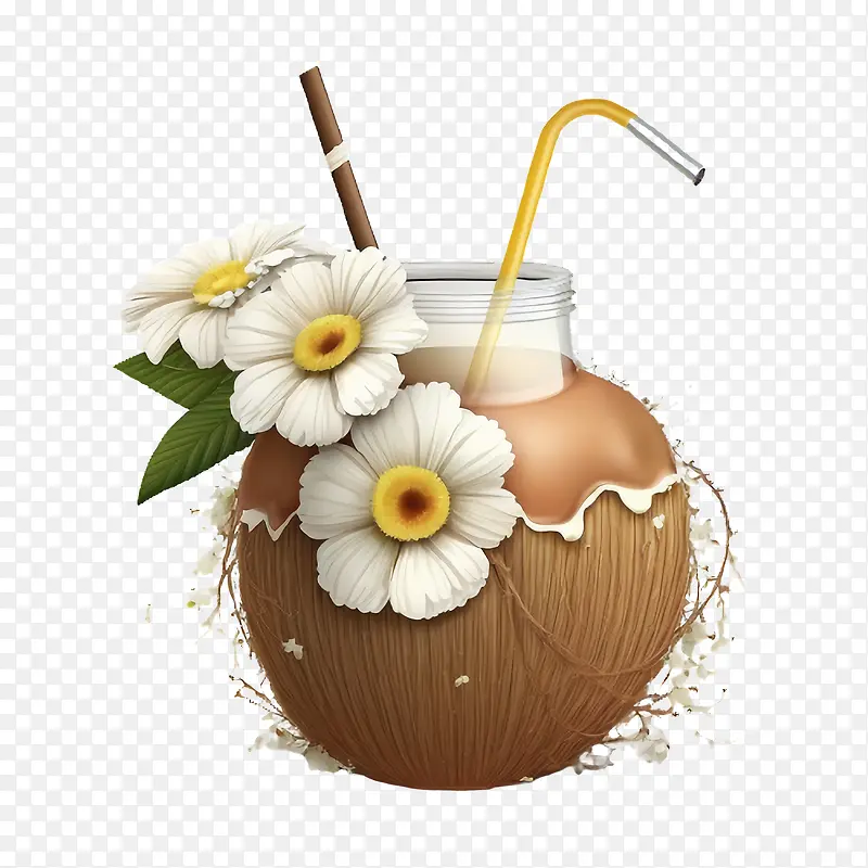 卡通椰子-卡通椰子草花