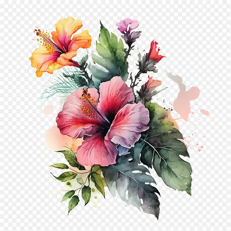 手绘木槿-木槿花