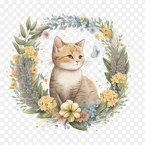可爱的猫-花环