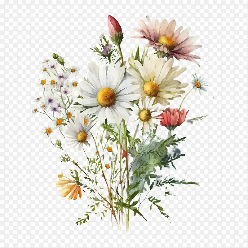 水彩雏菊-水彩花