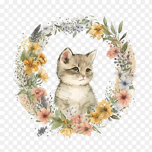 可爱的猫-花环