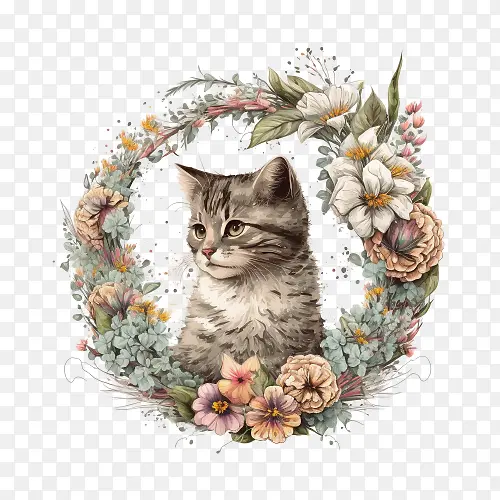 可爱的猫-花环