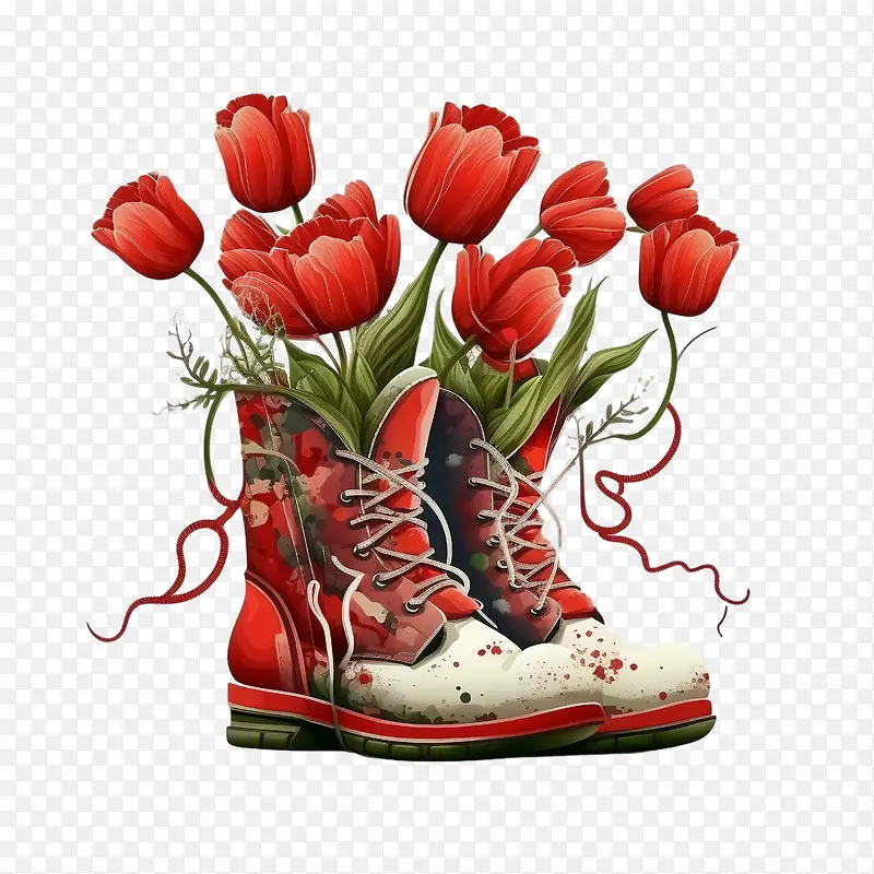 郁金香花束-郁金香花束穿靴子的郁金香