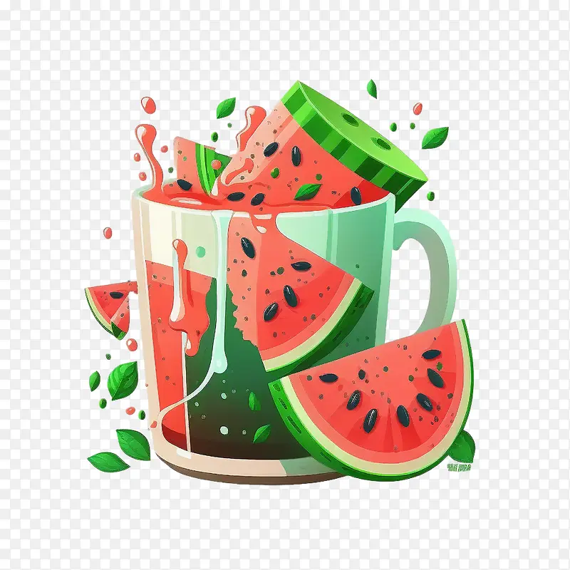 西瓜汁-西瓜汁杯子里的西瓜汁扁西瓜汁卡通西瓜汁