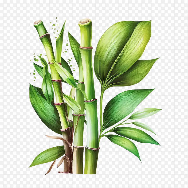 水彩甘蔗-水彩甘蔗绿色甘蔗