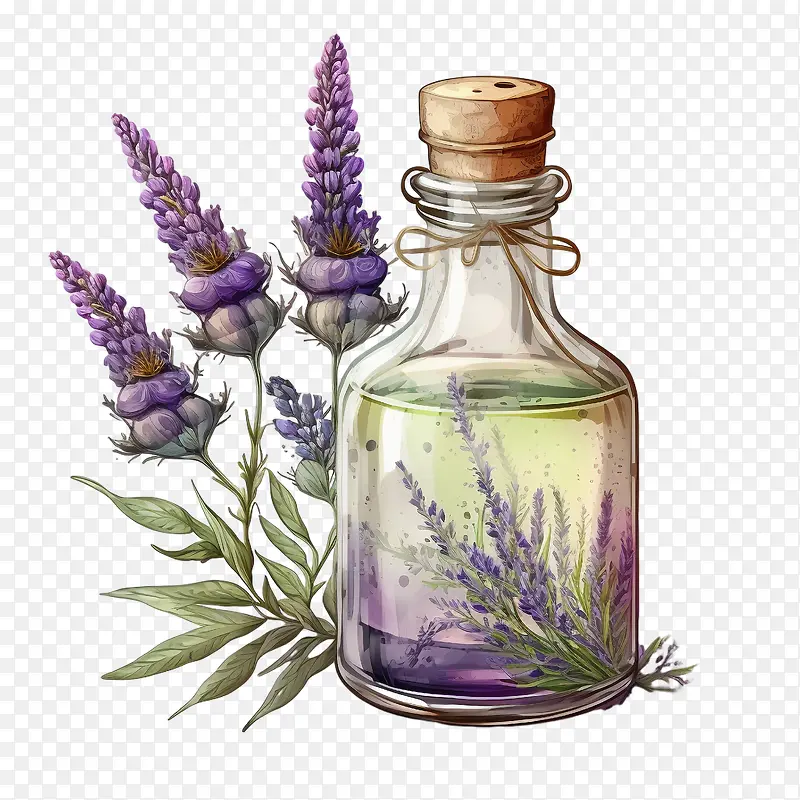 复古薰衣草-复古薰衣草薰衣草配玻璃瓶薰衣草油