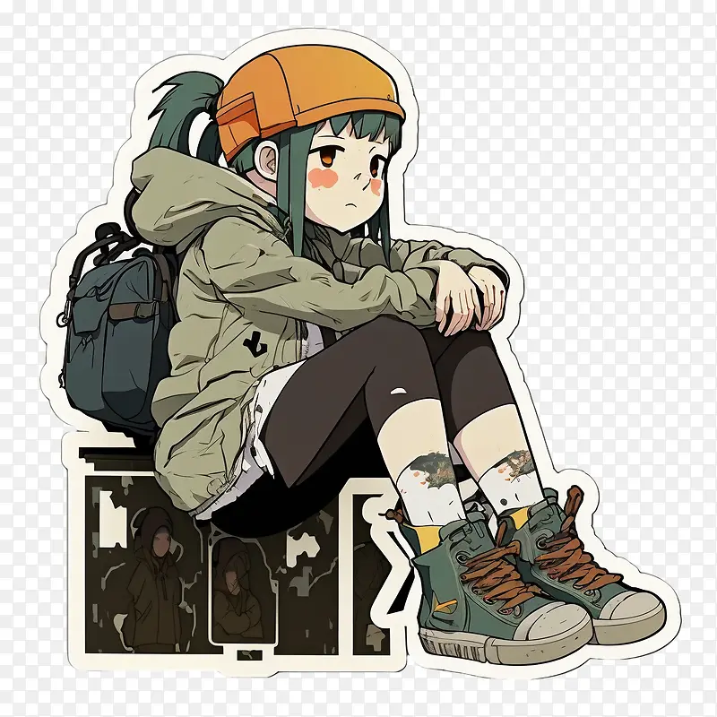 卡通女孩-卡通女孩坐着的女孩