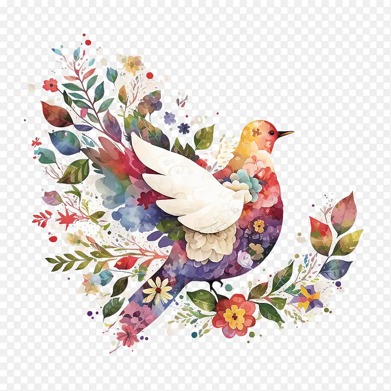 水彩鸽子-水彩鸽子水彩和平和平花鸽子花