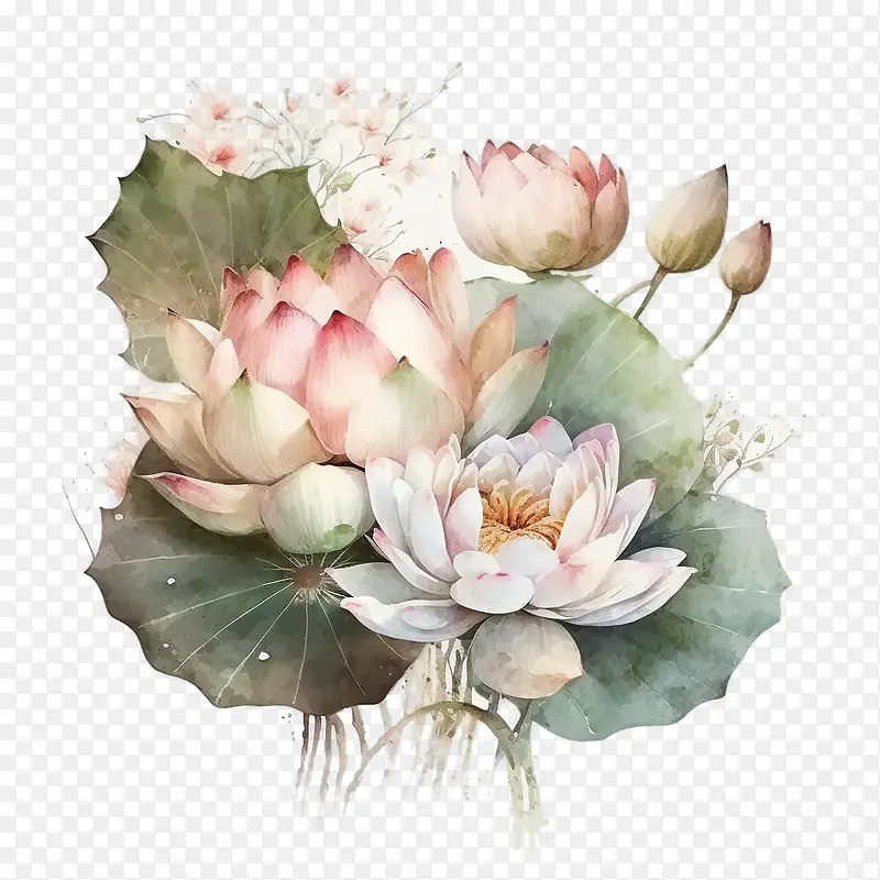 水彩莲花-莲花