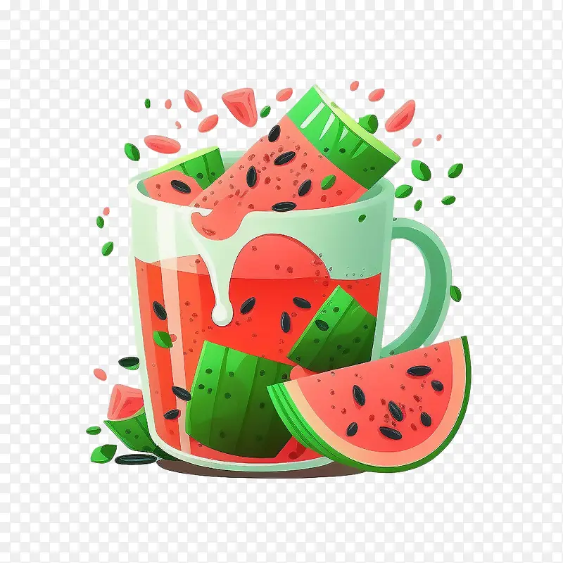 西瓜汁-西瓜汁杯子里的西瓜汁扁西瓜汁卡通西瓜汁