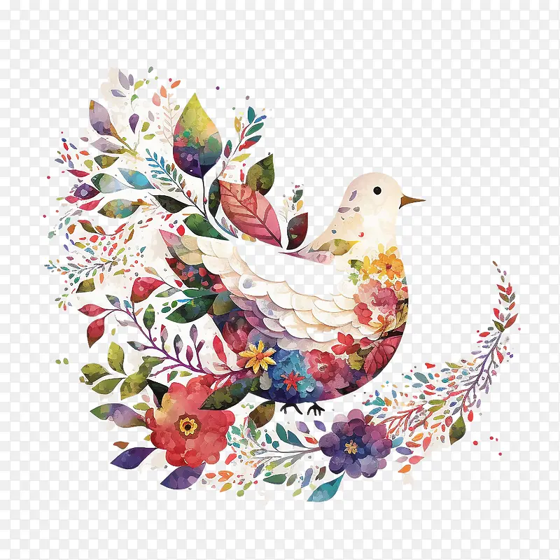 水彩鸽子-水彩鸽子水彩和平和平花鸽子花