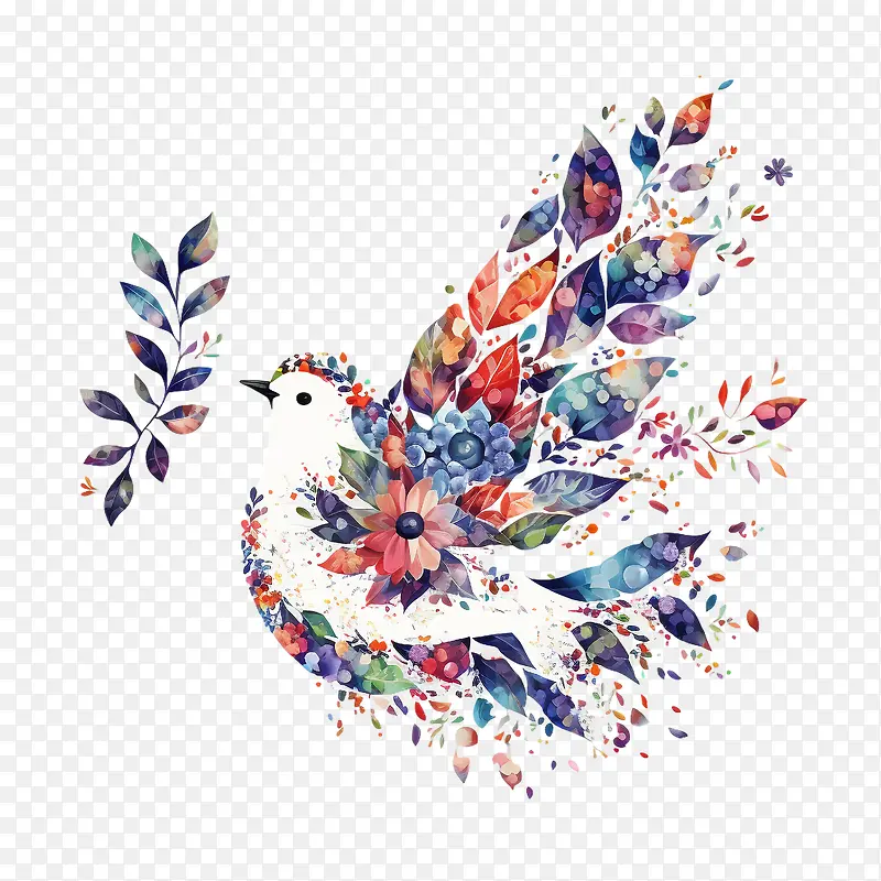 水彩鸽子-水彩鸽子水彩和平和平花鸽子花