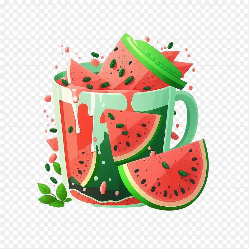 西瓜汁-西瓜汁杯子里的西瓜汁扁西瓜汁卡通西瓜汁