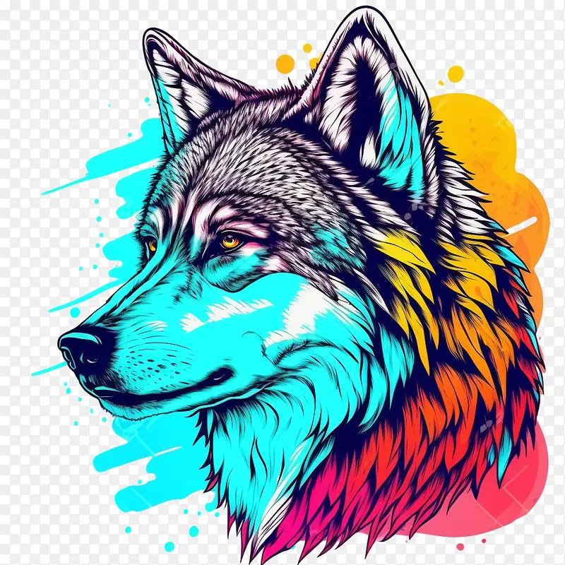 波普艺术狼-波普艺术狼抽象狼