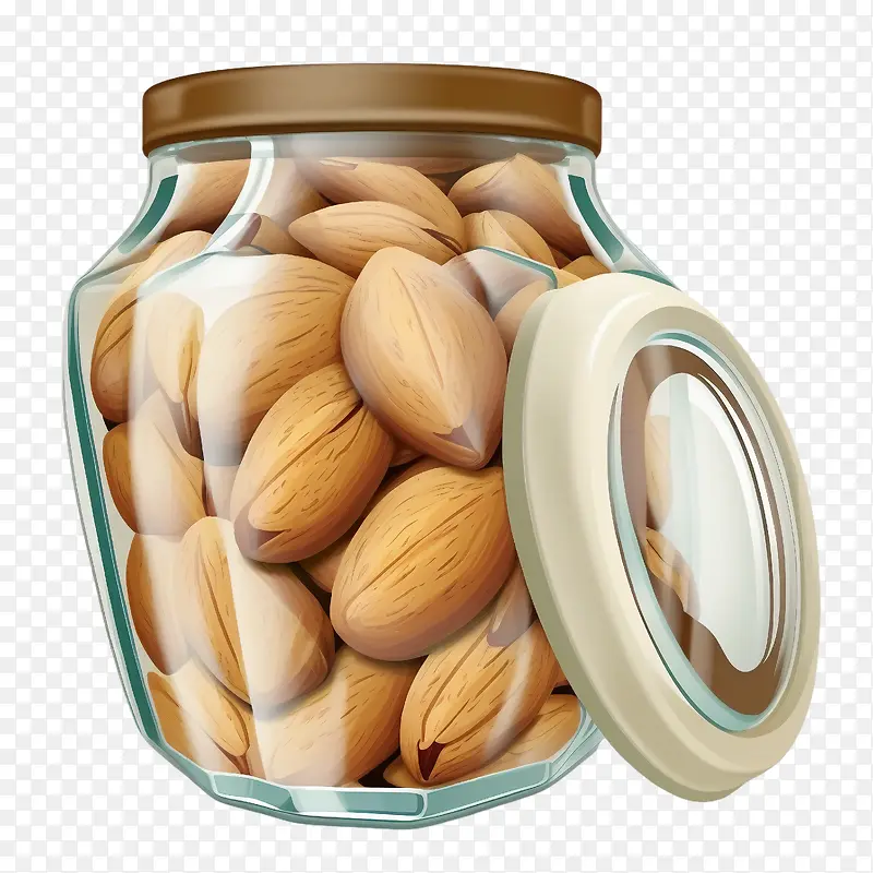 玻璃罐中的杏仁—健康食品