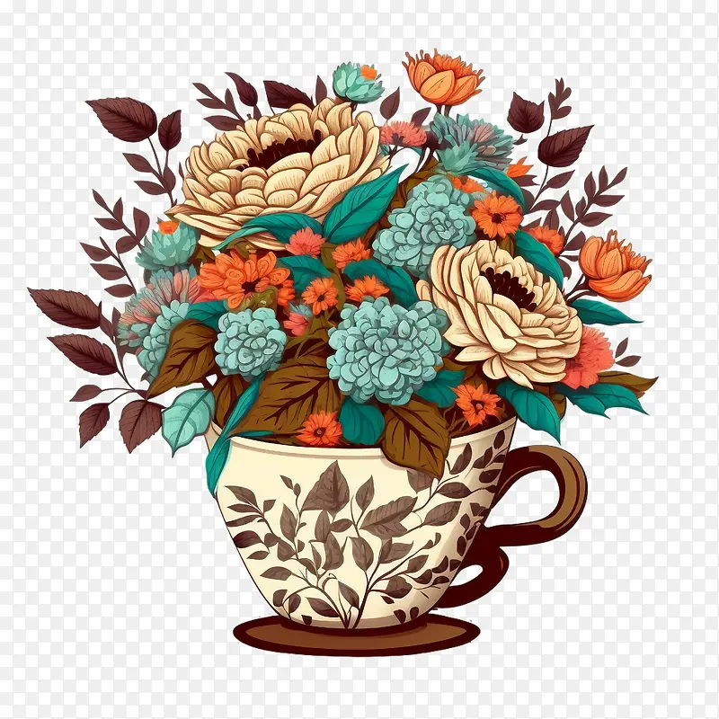 卡通咖啡杯-卡通咖啡杯鲜花咖啡杯