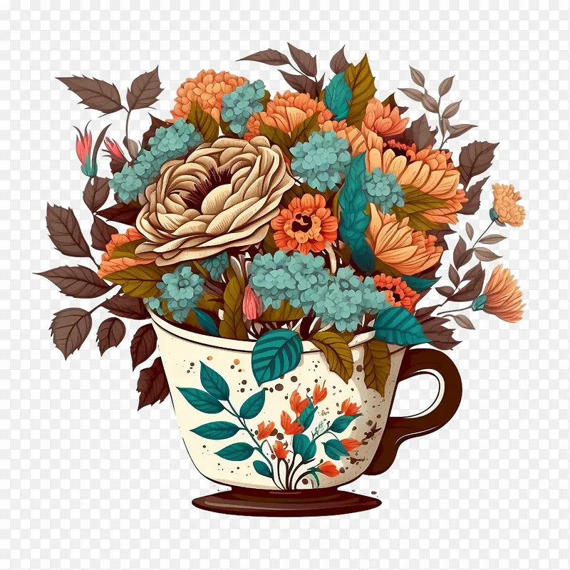 卡通咖啡杯-卡通咖啡杯鲜花咖啡杯