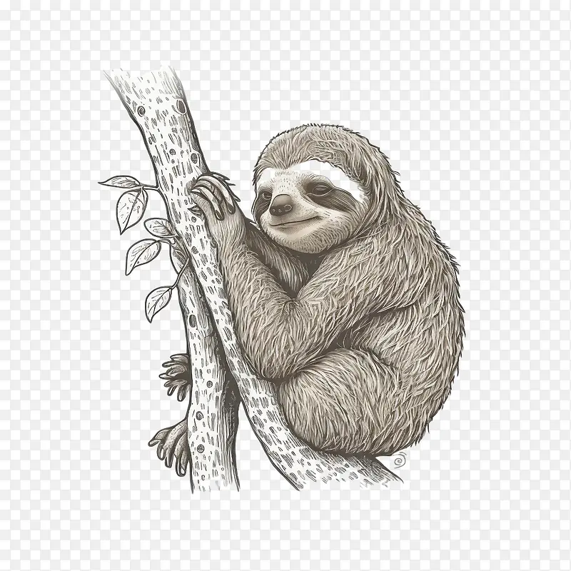 手绘树懒-手绘树懒树懒可爱的树懒