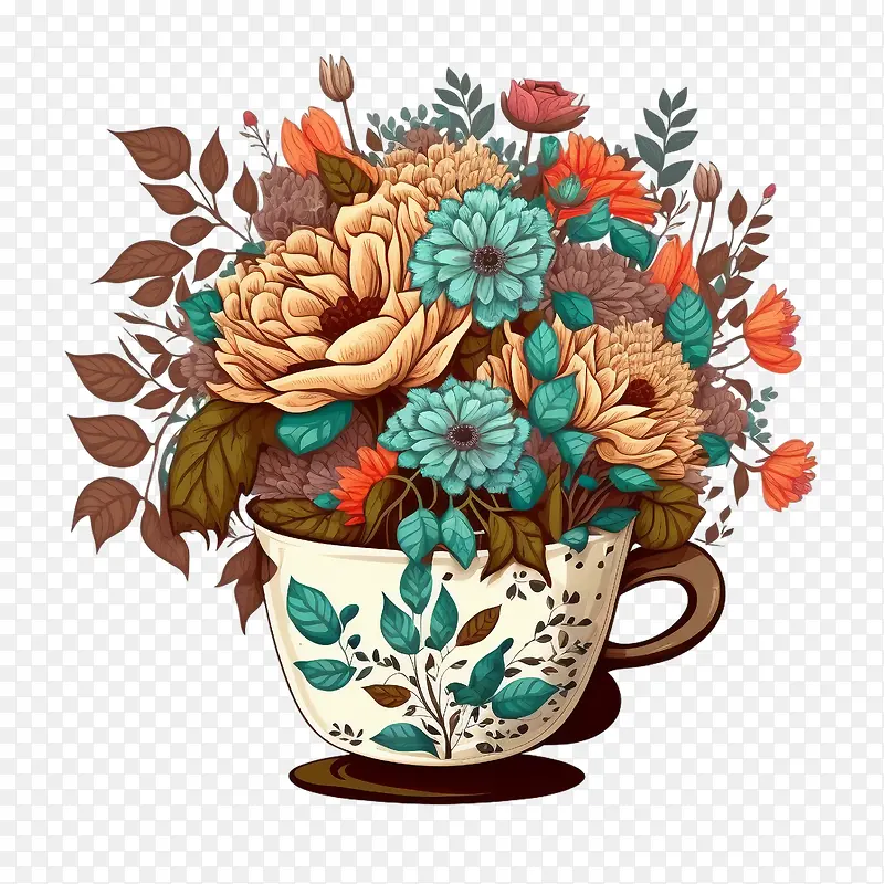 卡通咖啡杯-卡通咖啡杯鲜花咖啡杯