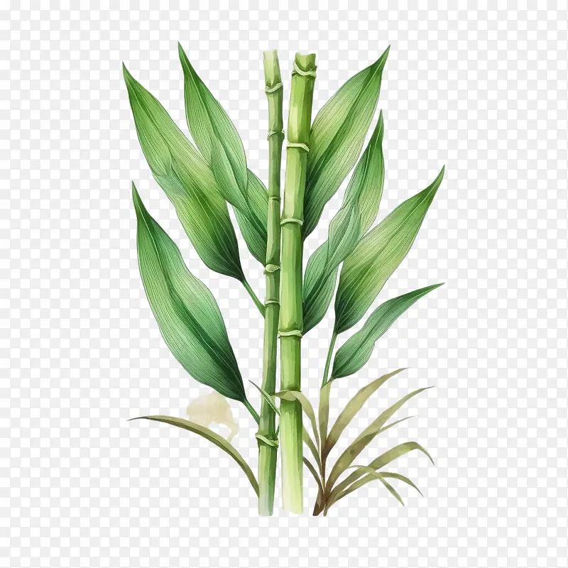 水彩甘蔗-水彩甘蔗绿色甘蔗