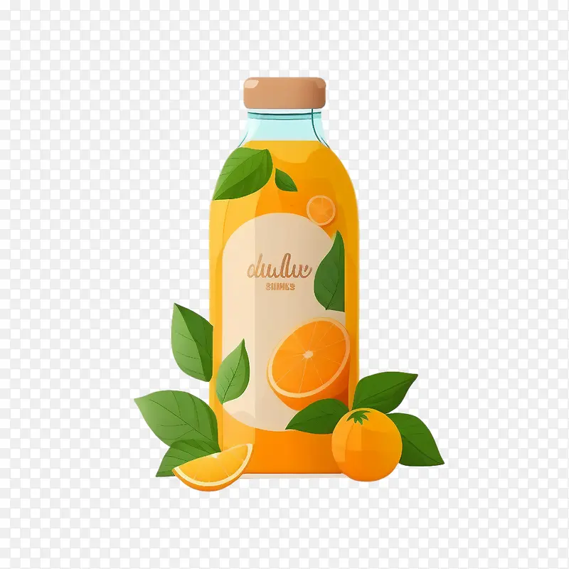 橙汁-橙汁瓶装橙汁扁平橙汁卡通橙汁橙汁