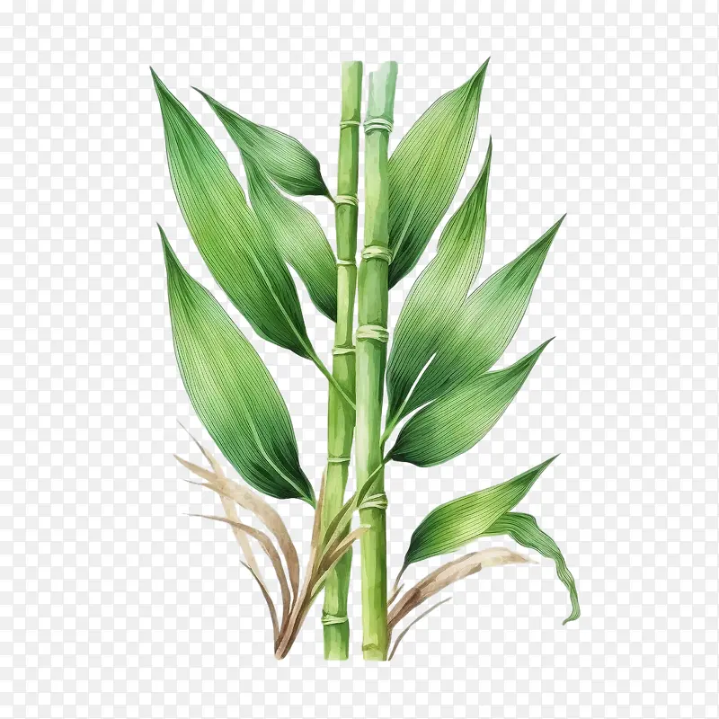 水彩甘蔗-水彩甘蔗绿色甘蔗